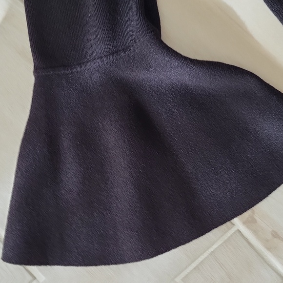 I.N.C International Black Off Shoulder Sweater Top Embroidered Strap Bell Sleeve - Picture 4 of 8